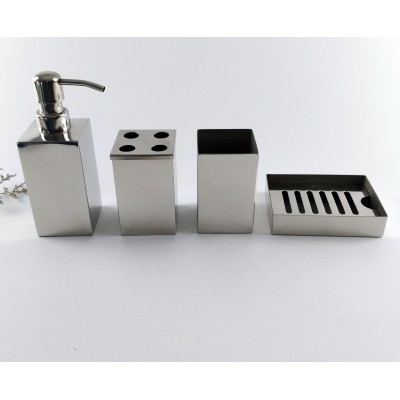 Stainless Steel 4PCS Household Hotel Soap Dispenser Bathroom Accessories Set