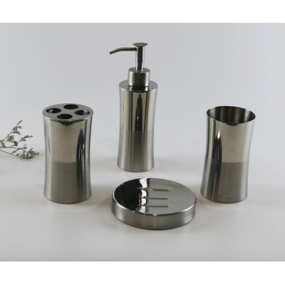 Stainless steel Lotion dispenser toothbrush holder soap dish bathroom sccessries set