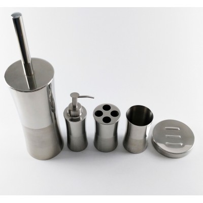 Stainless Steel Tumbler Lotion Bottle Toothbrush Holder Soap Dish Toilet Brush Holder 5pcs Bathroom accessories for Household