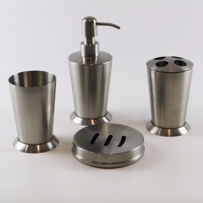 Stainless Steel Metal 4PCS Household Hotel Soap Dispenser Sanitary Accessories Stainless Steel Bathware Set